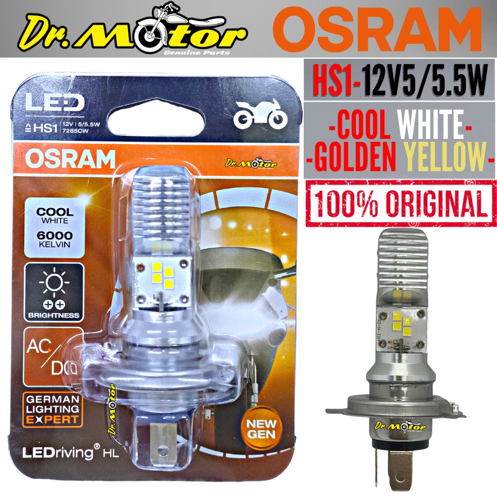 OSRAM HS1 LED BULB 12V P43T 5/5.5W FRONT LIGHT MENTOL DEPAN COOL WHITE  GOLDEN YELLOW Y15ZR LC135 FZ150 100% ORIGINAL