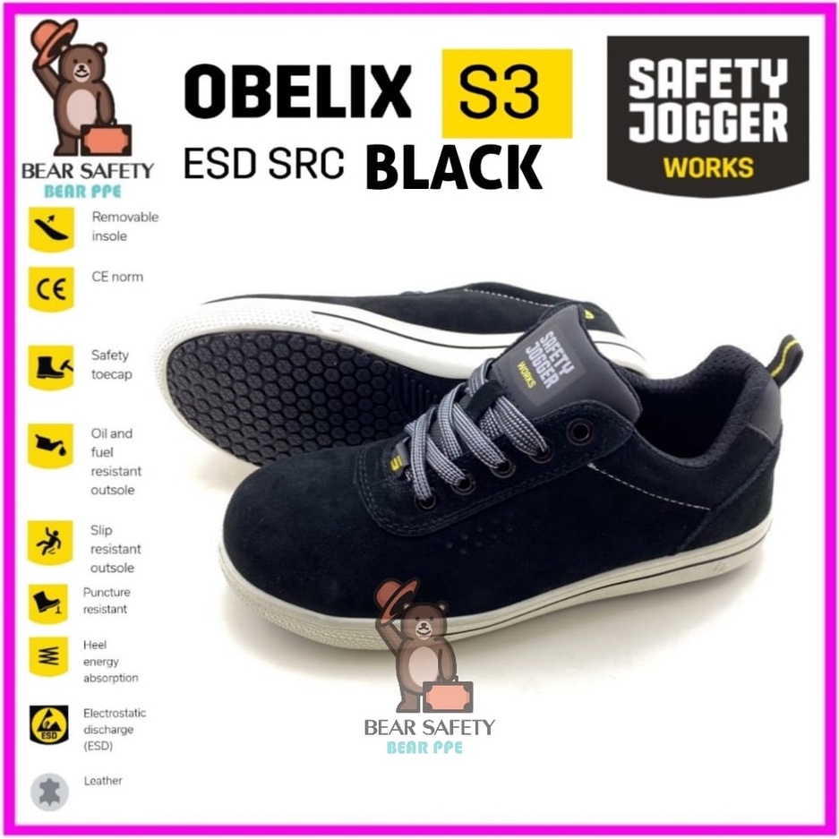 SAFETY JOGGER SAFETY SHOES OBELIX BLACK S3 SRC / KASUT SAFETY LELAKI