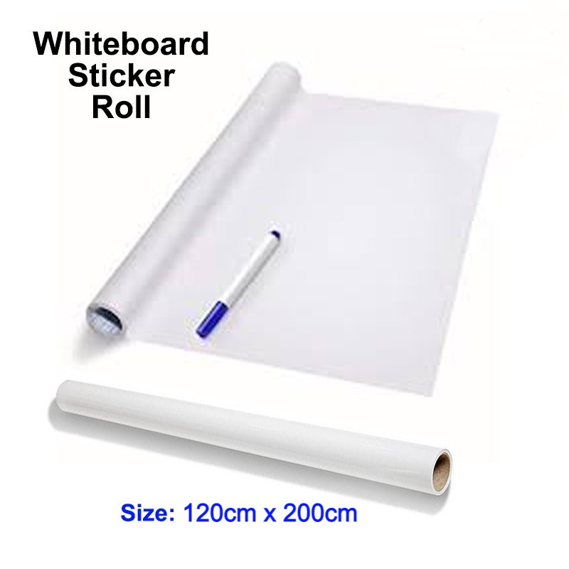 120cm / 90cm Whiteboard Sticker White Black Pelekat Papan Dinding Putih ...