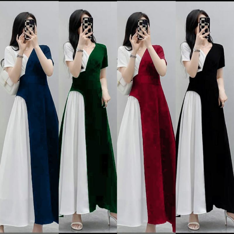 Women s DRESS KOREAN STYLE DRESS KOREAN LONG DRESS LATIDA Combination 05 Shopee Malaysia