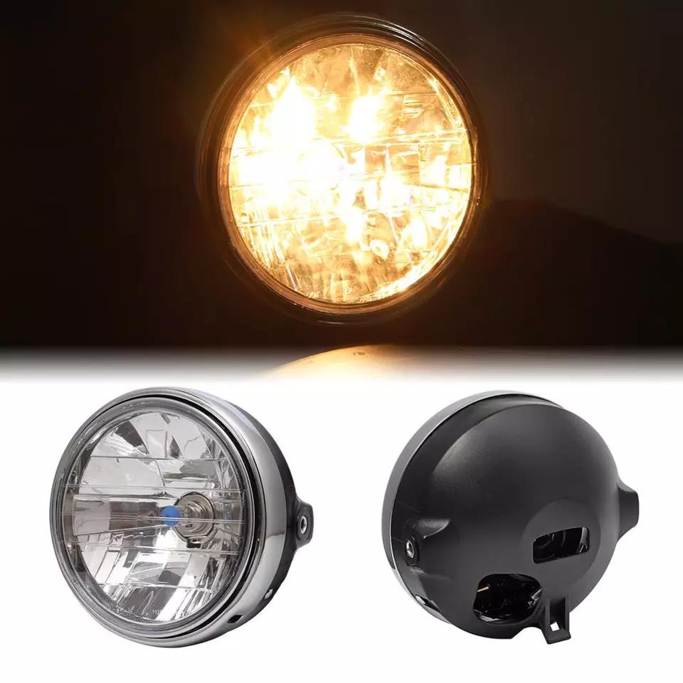 7" Universal Round Motorcycle Halogen Headlight Headlamp Assembly Head