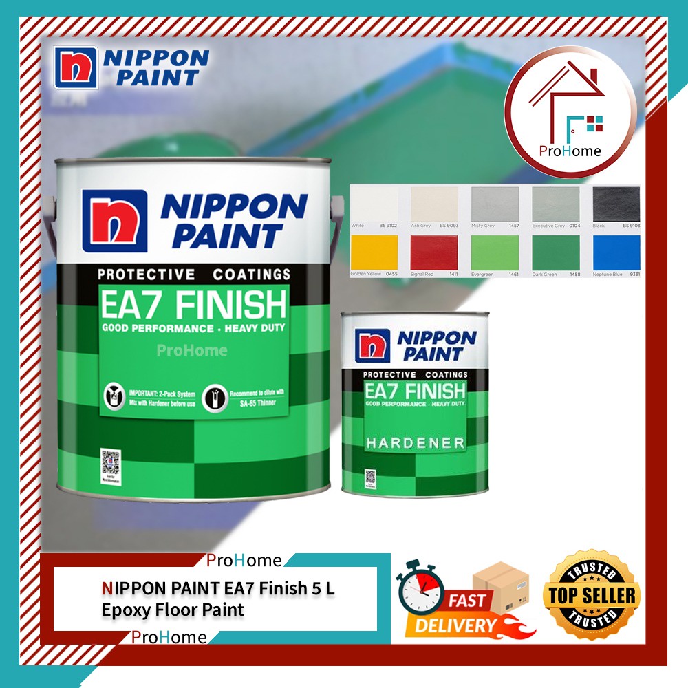 5L NIPPON EA7 EPOXY FLOOR PAINT/EPOXY PAINT CAT RANTAI RUMAH /CAT ...