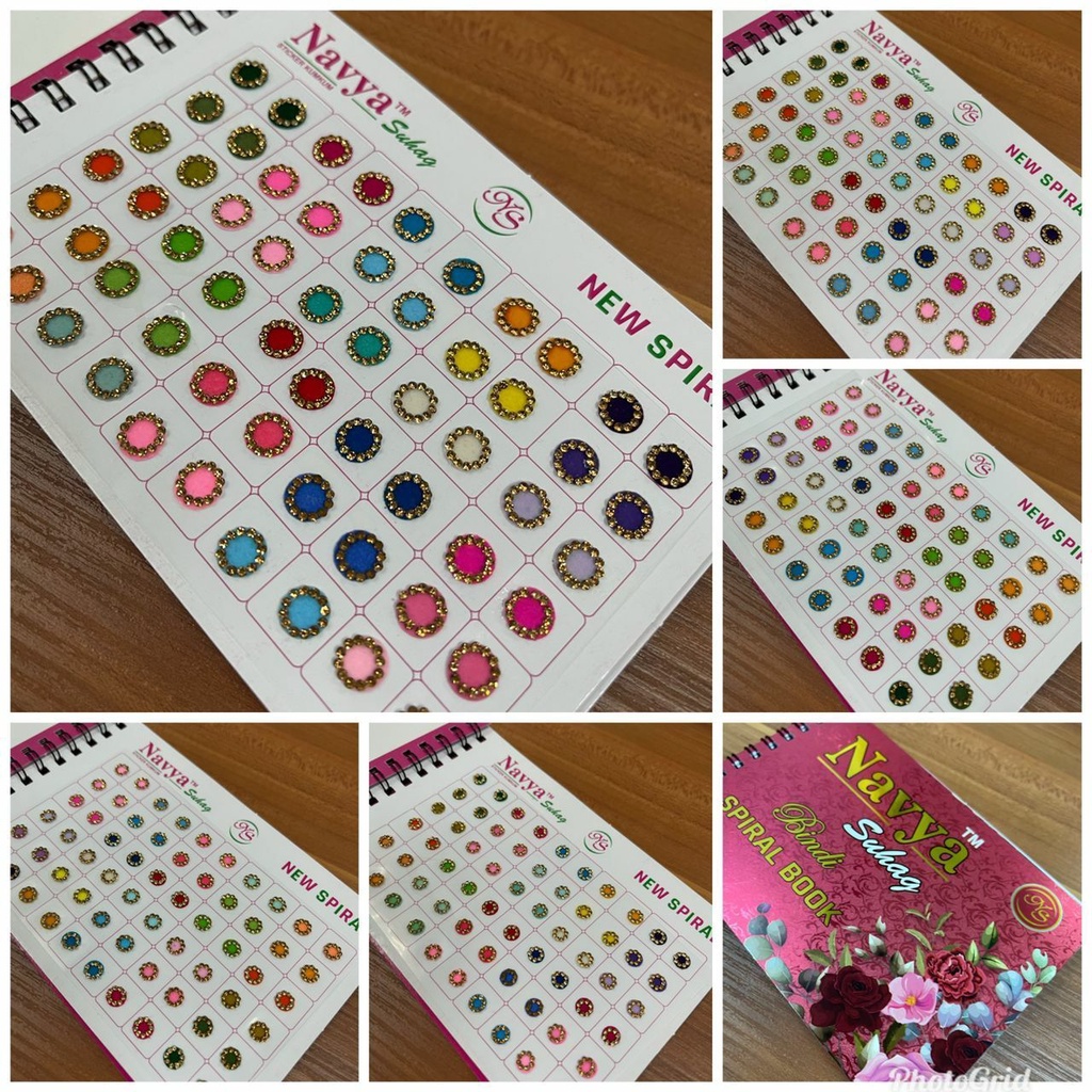 (BD64)Bindi/ Pottu/ Sticker Pottu Booklet Navya Multi color Gold Stone ...