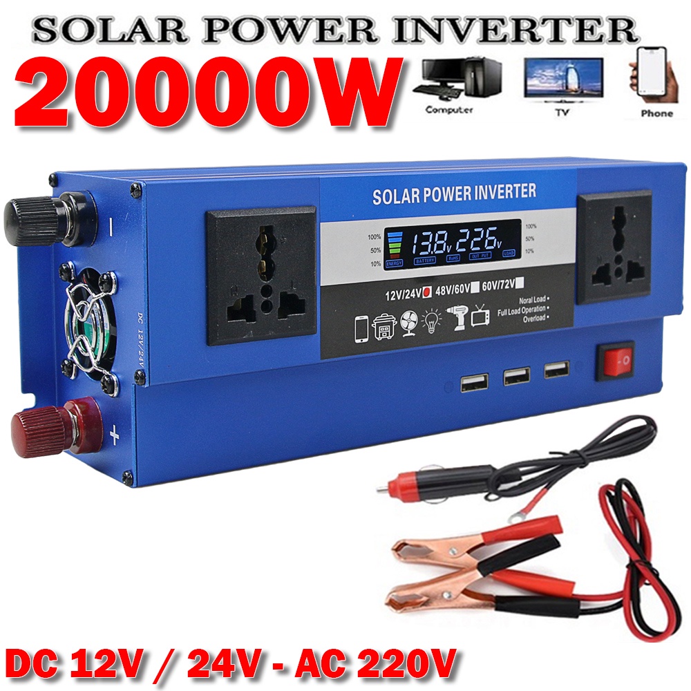 [HOT] 12V-24V 20000W Car Solar Power Converter Digital Display ...