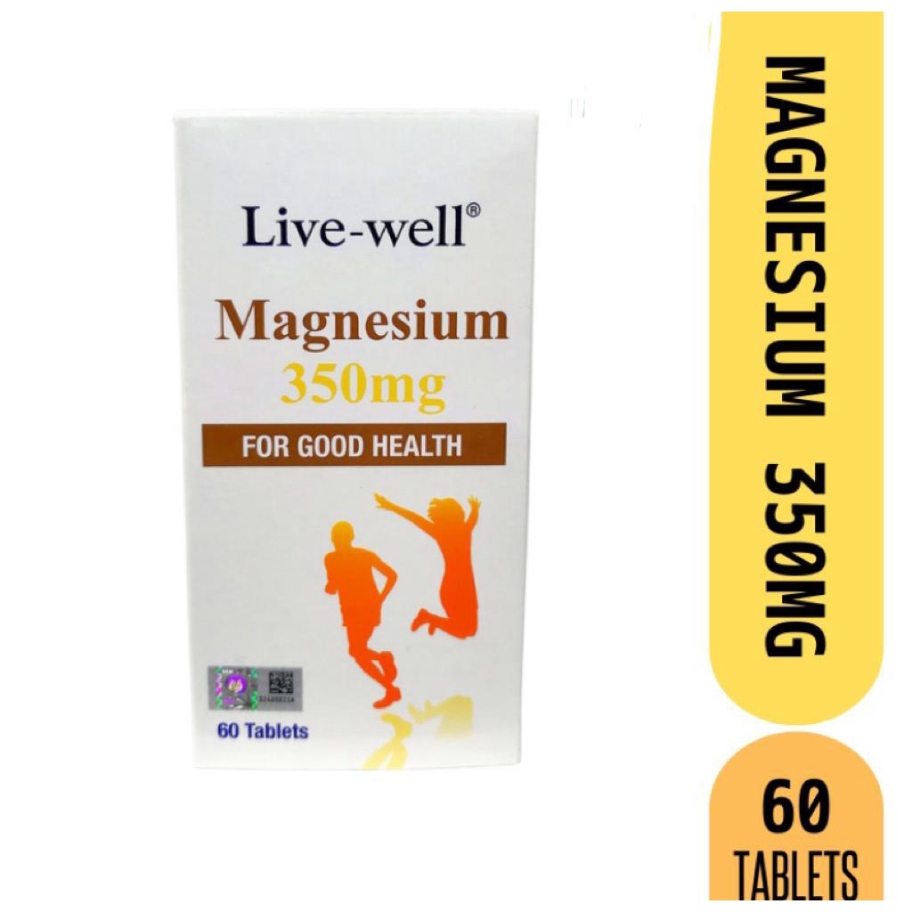 Live Well Magnesium 350mg 60 Tablets Kekejangan Otot Muscle Cramps