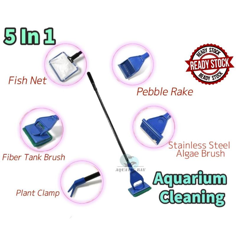 【Must Get】Aquarium Fish Tank Cleaning Set 5 In 1 Tool Retractable Fish ...