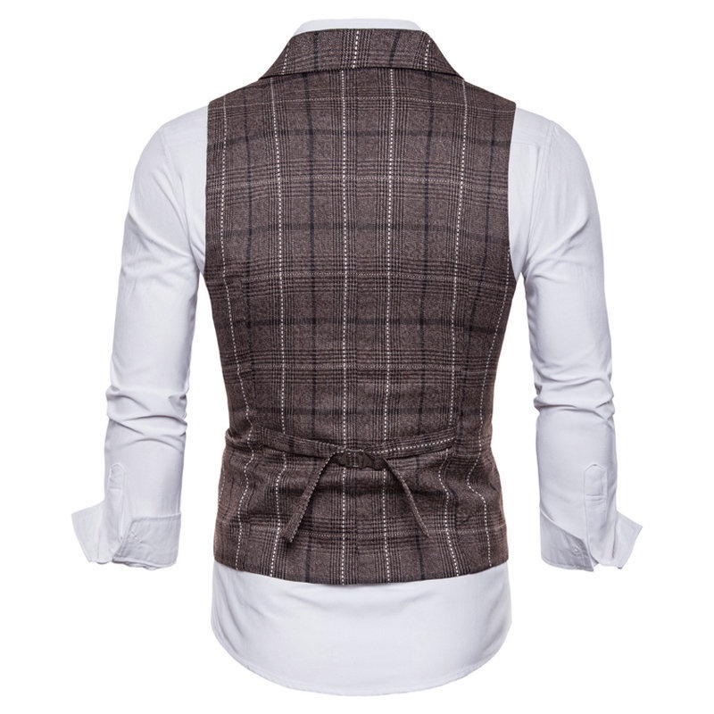 Vintage Blue Peak Lapel Slim Fit Single Breasted Solid Color Men's Vest main image 1