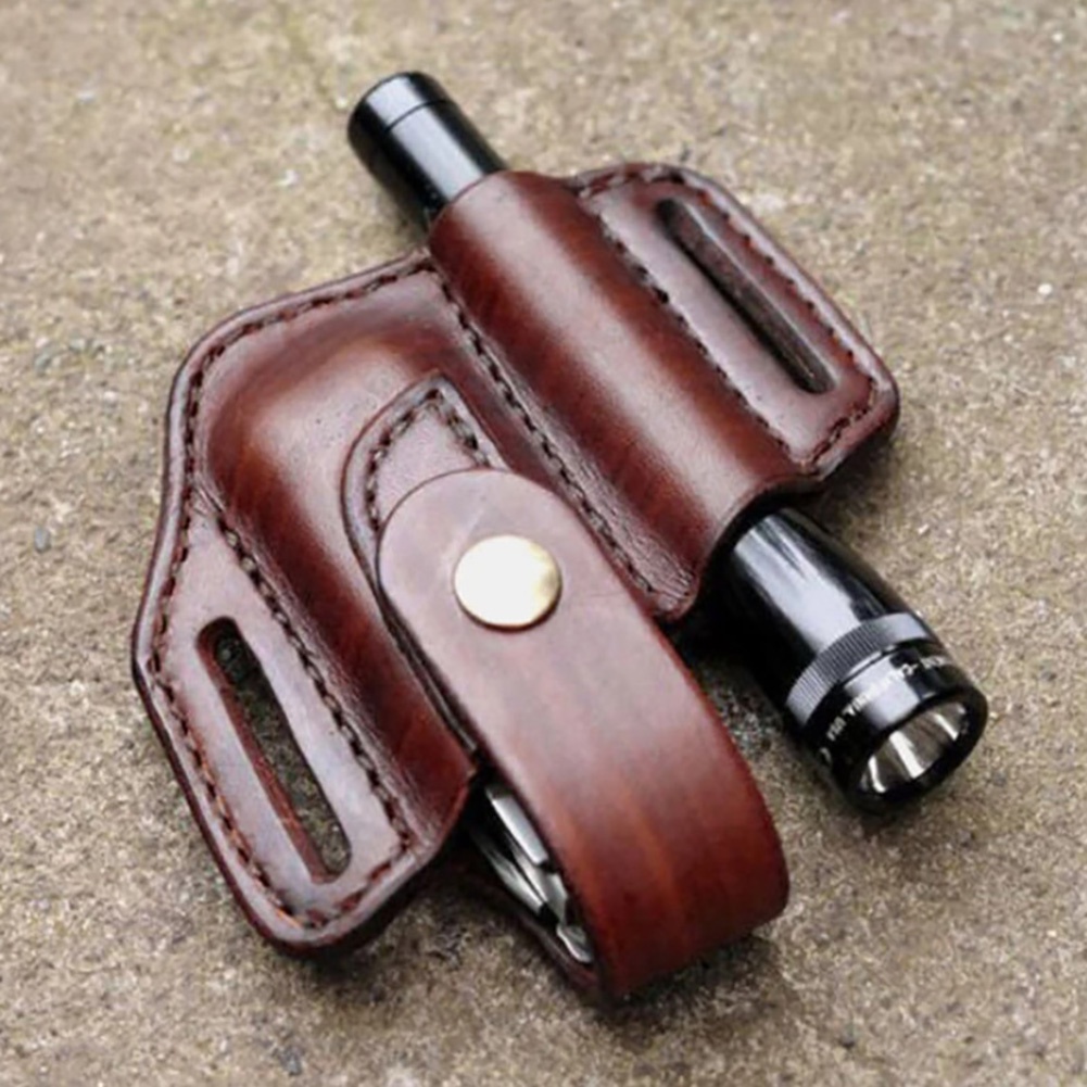 Multifunction EDC PU Leather Sheath Waist Holster Belt Loop Holder
