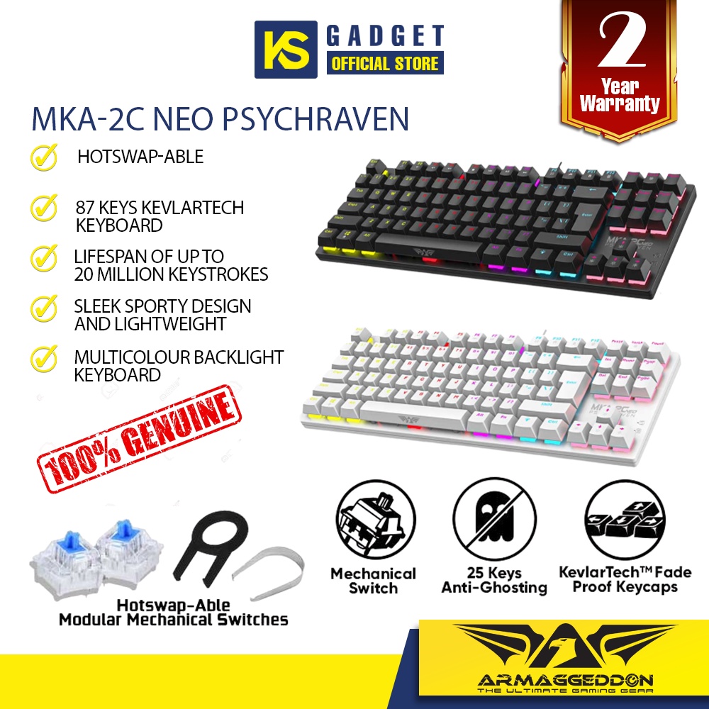 Armaggeddon MKA-2C NEO Psychraven Gaming Keyboard | 2022 | 87 Keys ... image.