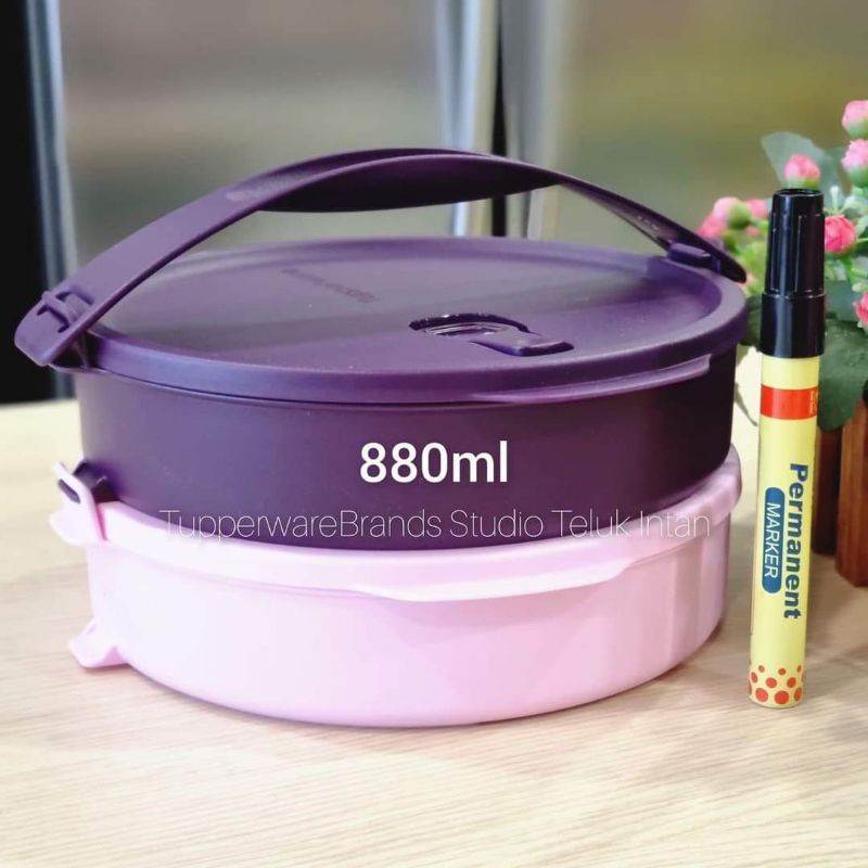 Round click to go with handle 2 tingkat (880ml) microwaveable | Shopee ...
