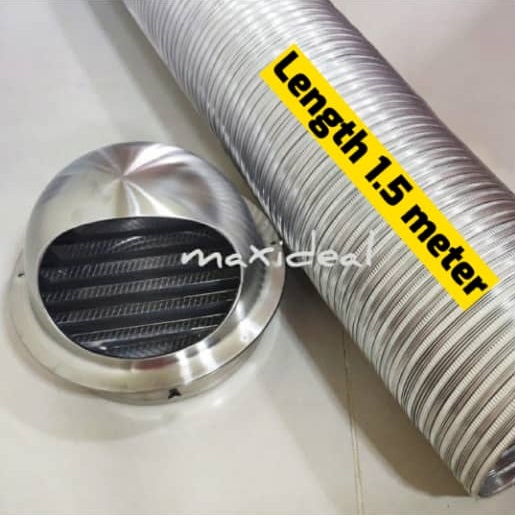 [1.5 Meter] Hood Ducting Stainless Steel Cap 4" 5" 6" 7"' and Flexible