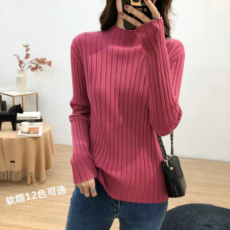 Korean Style Women Ladies Autumn Winter Slim Knitted Knitwear Knit High ...