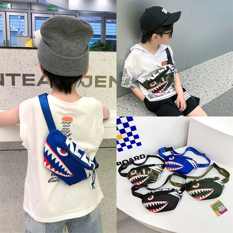 [Hi Baby] Little Shark Handsome Boy Chest Bag Influencer Shoulder ...