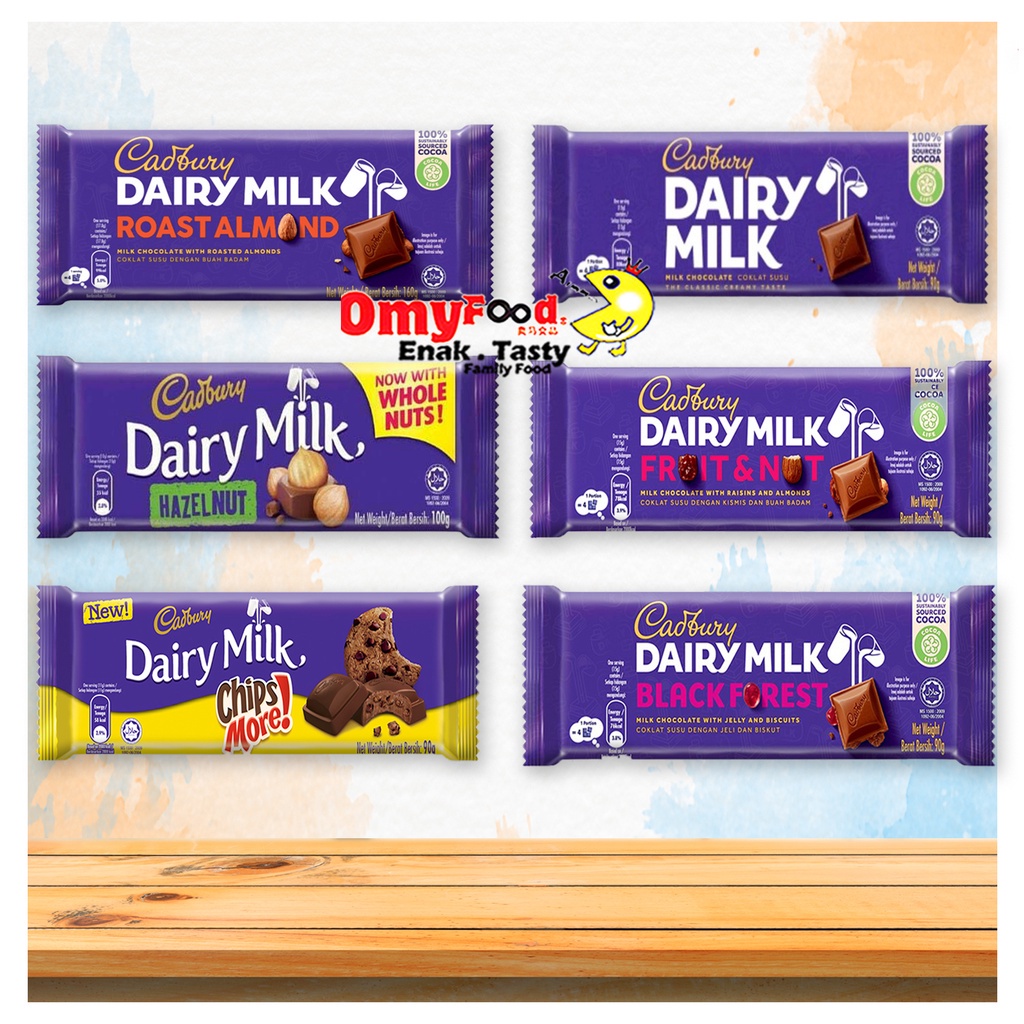 90g Cadbury Dairy Milk Chocolate [Plain/Fruit & Nut/Hazelnut/Chip More