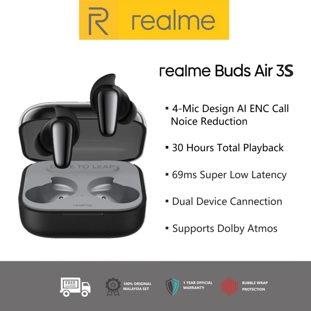 Realme Buds Air 3S Wireless Earphone TWS 30H AI ENC Call Noise Cancellation