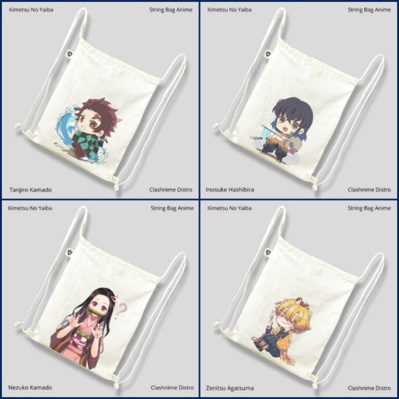 Kimetsu No Yaiba Nezuko Tanjiro Zenitsu Inosuke Anime Drawstring Bag