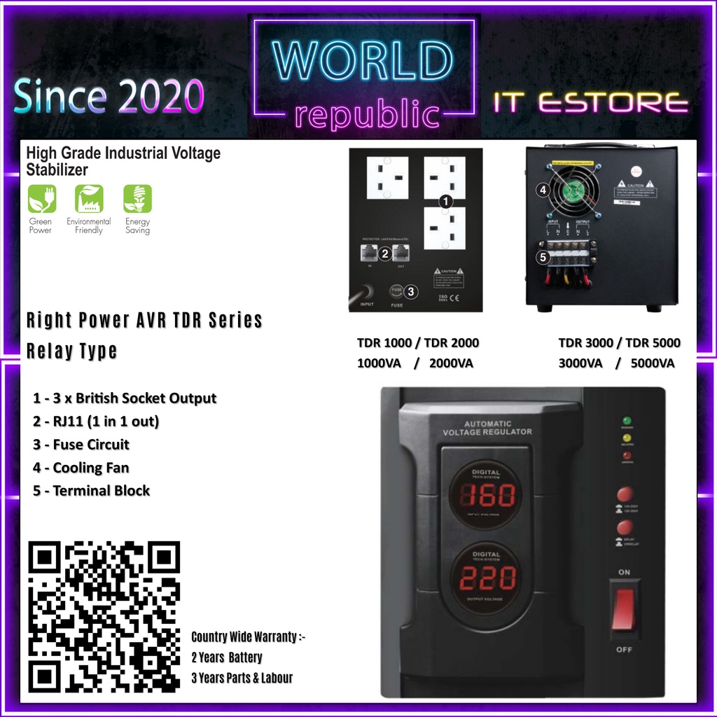 Right Power TDR1000 AVR 1KVA TDR-1000 - TDR2000 AVR 2KVA TDT-2000 ...