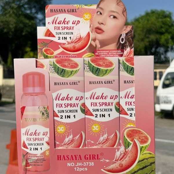 Hasaya girl Make Up Fix Spray Watermelon Peach Aloe Vera 24K Gold 165ML