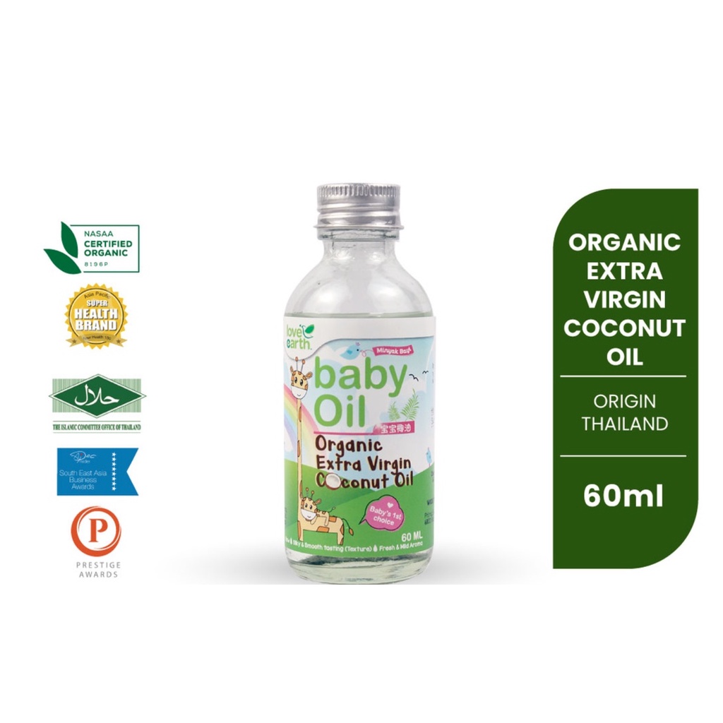 Love Earth Organic Baby Coconut Oil (Extra Virgin) 60ml Shopee Malaysia