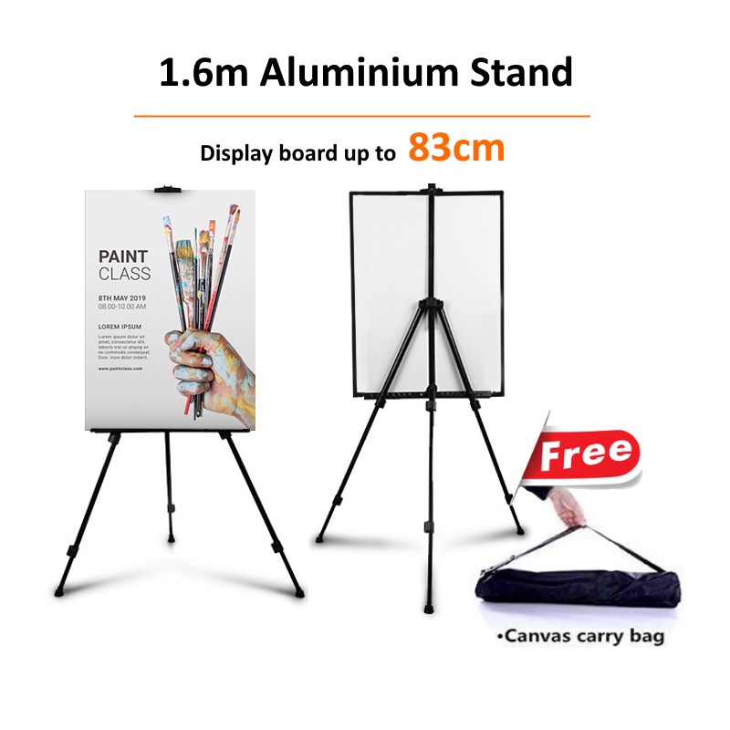 1.6m Aluminium Easel Display Tripod Stand (With Free Carry Case