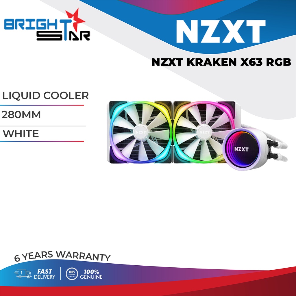 NZXT KRAKEN X63 RGB / LIQUID COOLER / AIO / WHITE / 280MM 6 YEARS