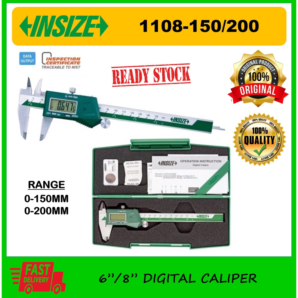 INSIZE 1108150 1108200 6"/8" DIGITAL CALIPER (100 ORIGINAL) Shopee Malaysia