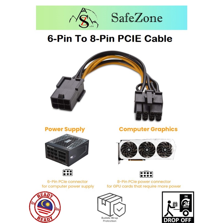 6 Pin to 8 Pin PCIE Adapter Power Cable, Computer Cable for PC Computer