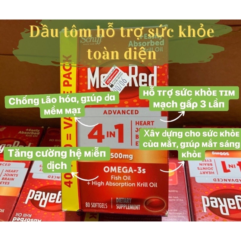 (Liquidation) Megared BloodPressure, Bright Eyes, BrainTonic Megared Krill oil 4in1 Schiff