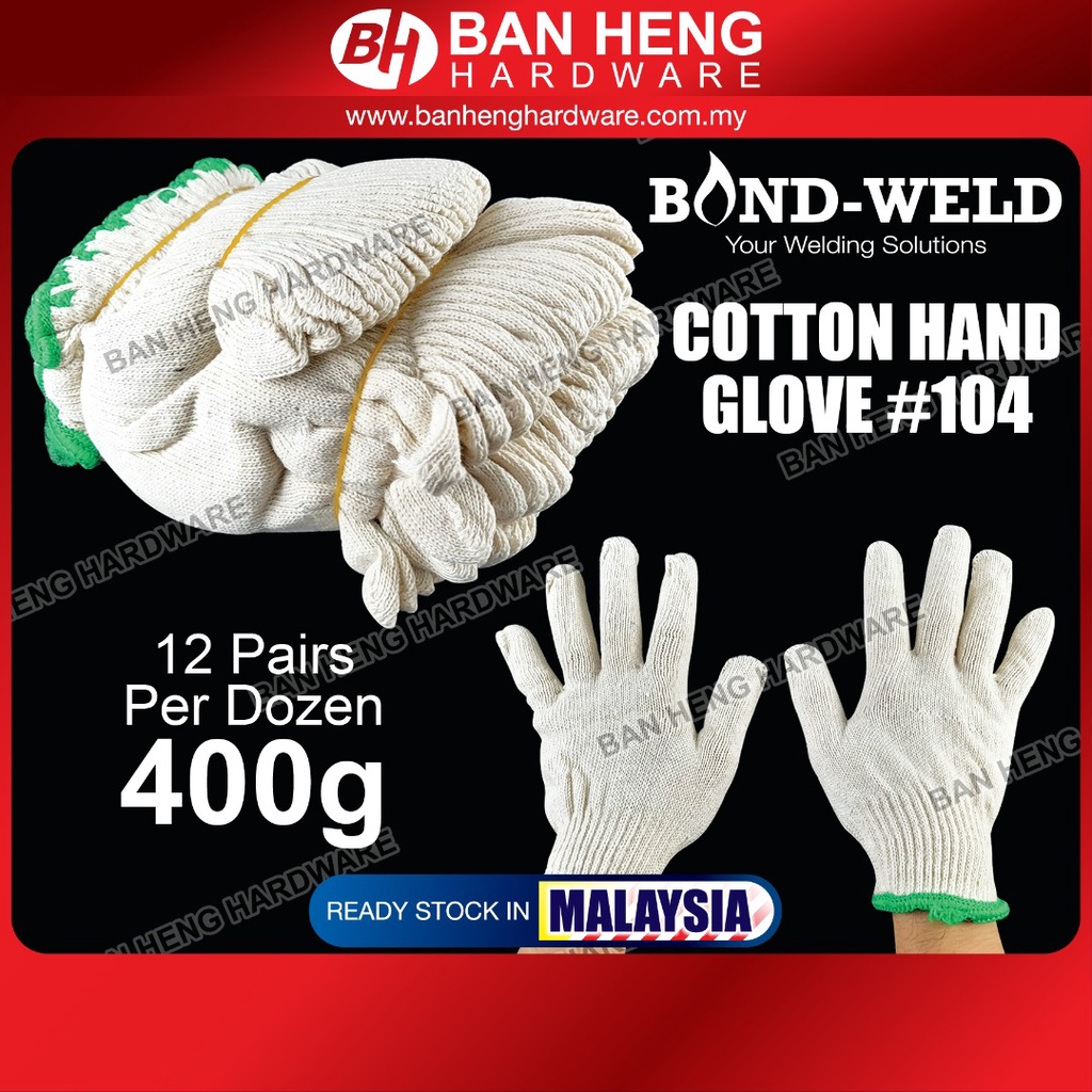 104 COTTON HAND GLOVES / MULTIPURPOSE COTTON KNITTED HAND / SAFETY