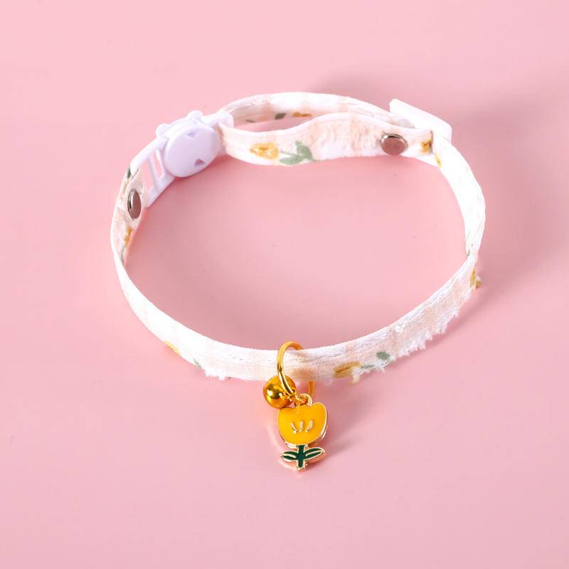 Pet Collar Cat Collar Tulip Dog Collar Lattice Flower Sequin Pendant