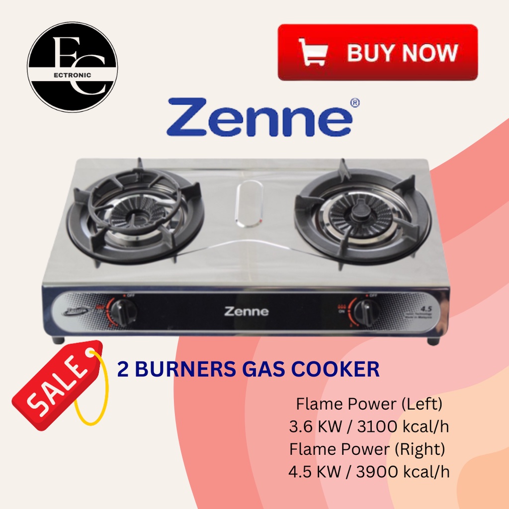 KGT301BS ZENNE 2 BURNERS GAS COOKER Shopee Malaysia