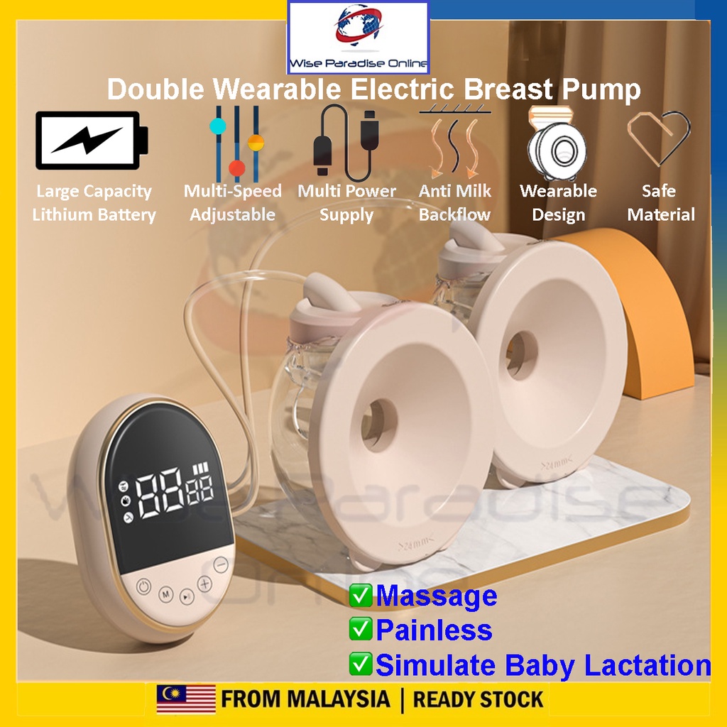 Double Wearable Electric Breast Pump Working Portable Wearable Hands