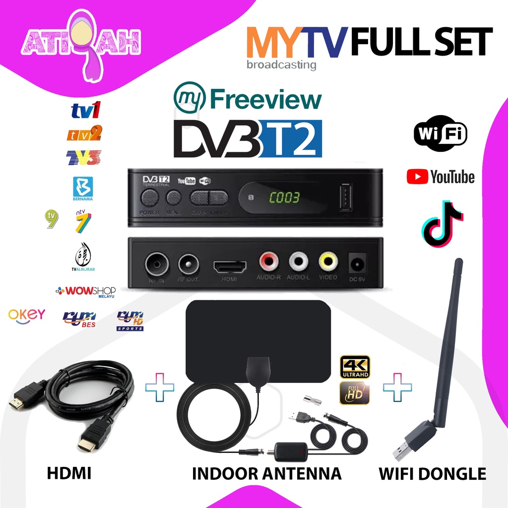 MYTV DVB T2 Megogo myfreeview Antenna Hdmi Wifi Dongle Decoder | Shopee ...