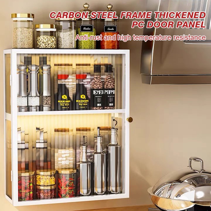 50cm Wall Hanging Storage Rack Stainless Steel Wall Cabinet Condiment ...