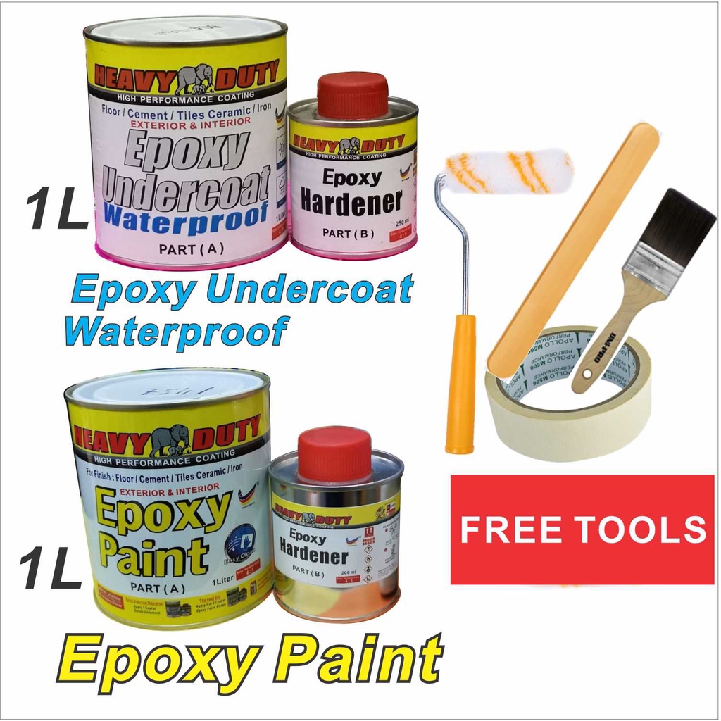 { FULL SET } Epoxy Floor Coating HEAVY DUTY ( FREE Tool Set + 1L ...