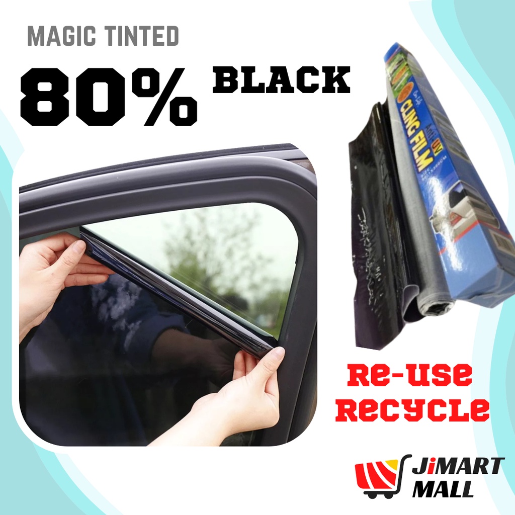 MAGIC TINTED 80 Black Removable DIY Cling Film Sunshade Window Tint
