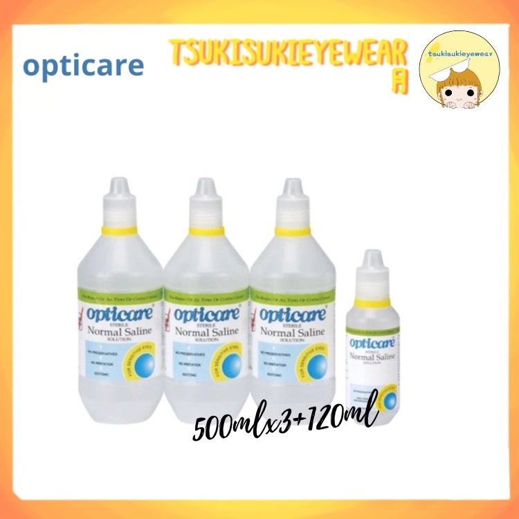 Opticare Normal Saline 500ml X3 + 120ml | Shopee Malaysia