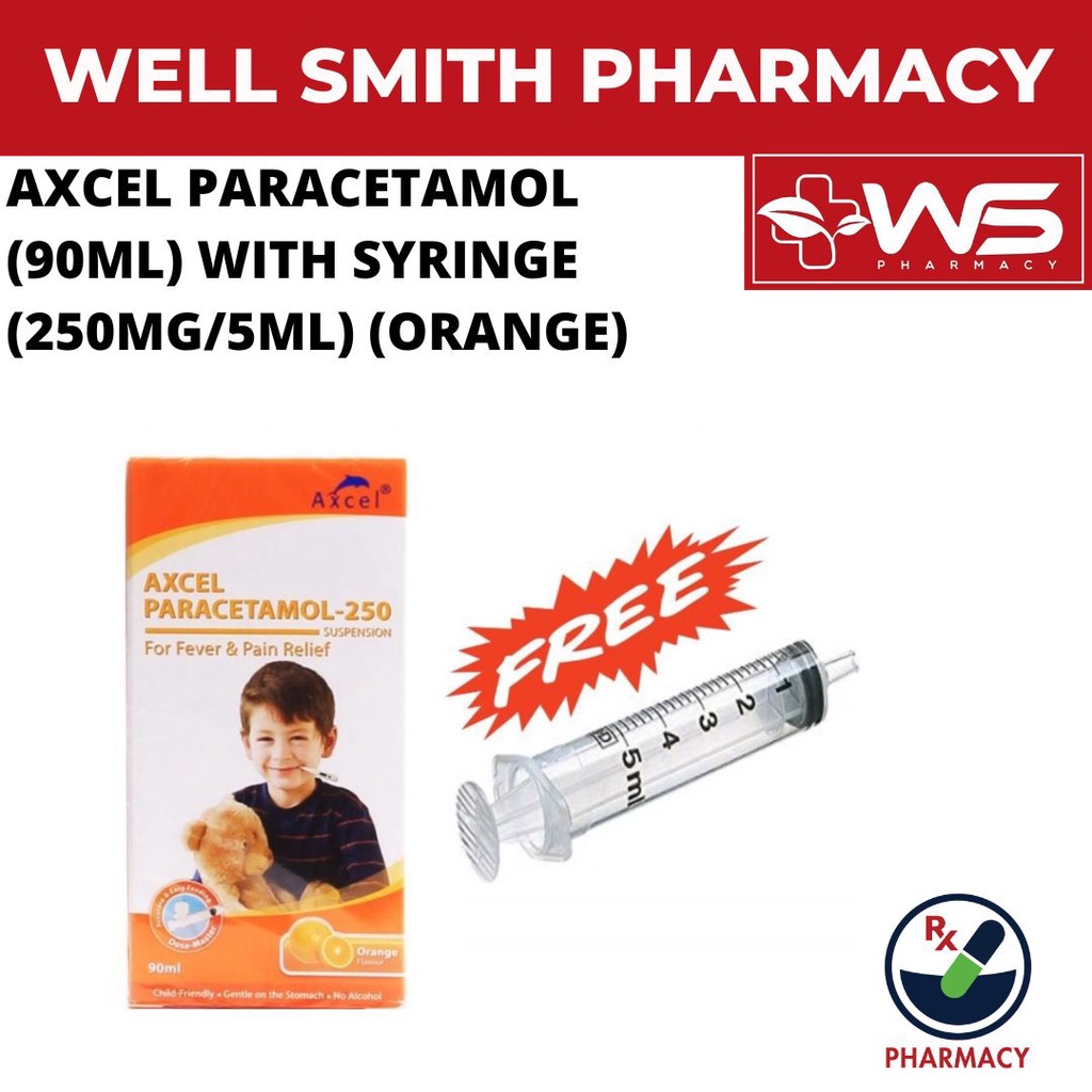 AXCEL PARACETAMOL (90ML) WITH SYRINGE (250MG/5ML) (ORANGE) | Shopee ...