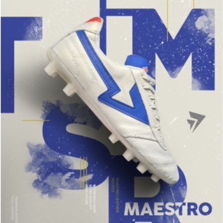 Sevspo MAESTRO ZS PEARL FG Soccer Shoes WHITE BLUE & RED WHITE ORIGINAL ...