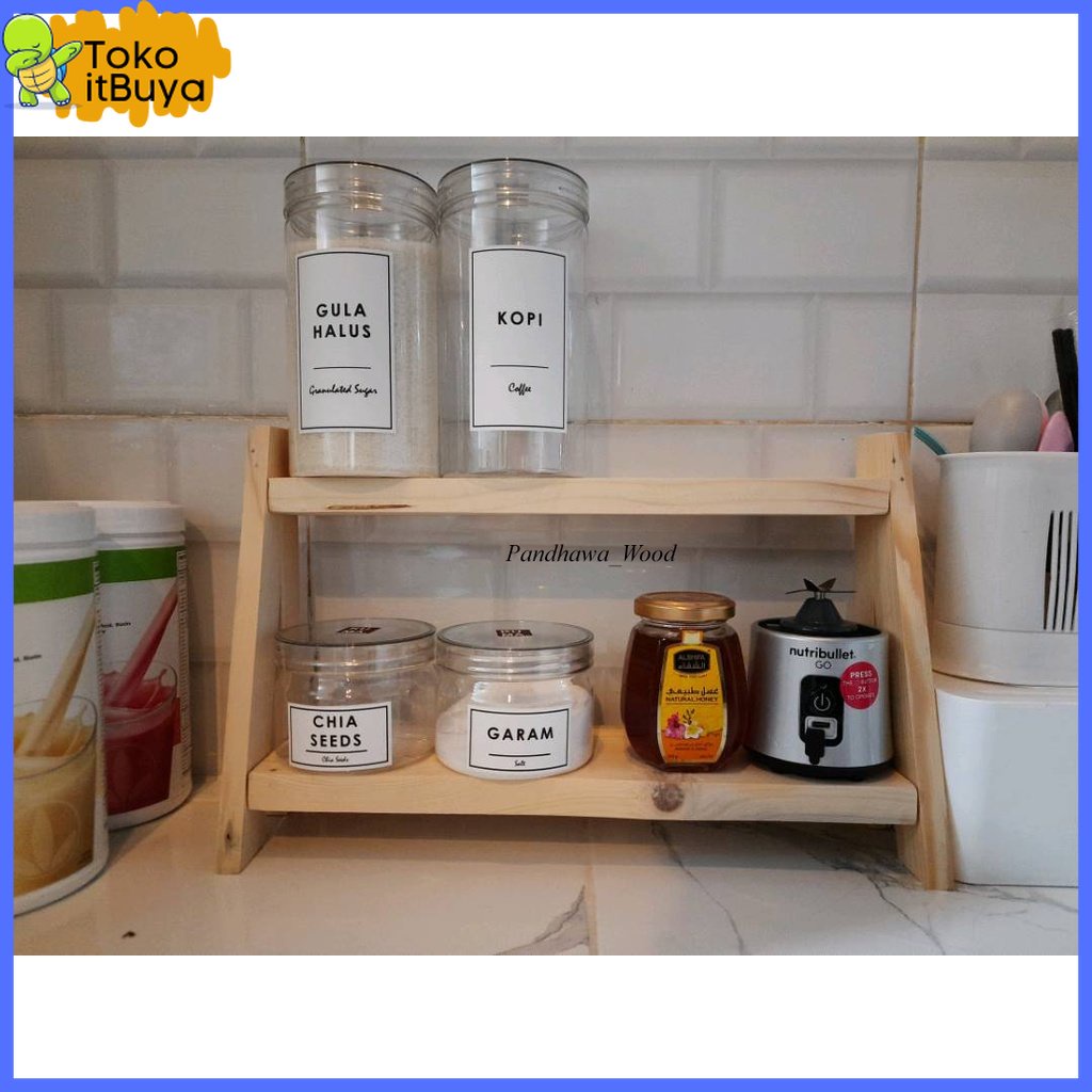 KAYU Wooden Kitchen Spice Rack 2 Stacking Minimalist Shopee Malaysia