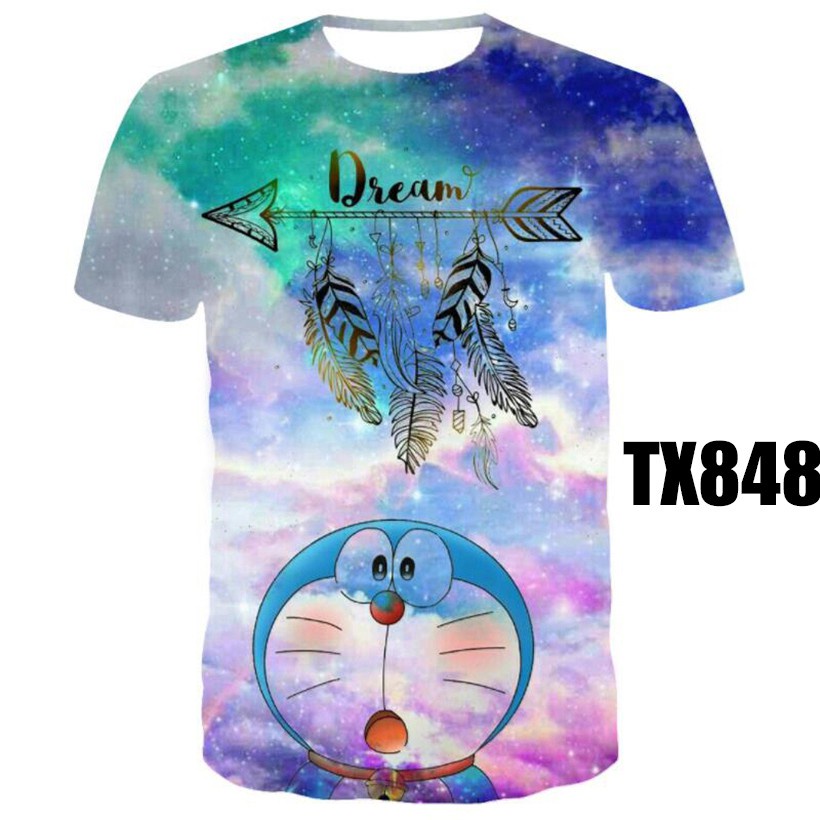 Doraemon's summer cartoon doraemon clothes DIY men's and women's T