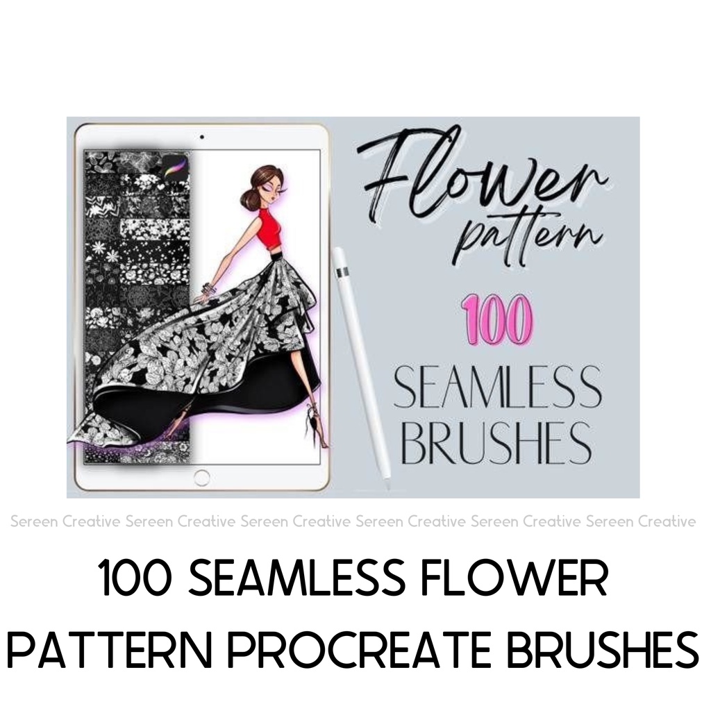 P36 Seamless Flower Pattern Procreate Stamps Brushes (Fashion, Fabric ...