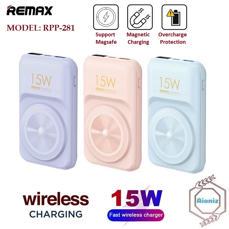 REMAX RPP-281 Wireless Fast Charging 10000mAh PD Powerbank Type C ...