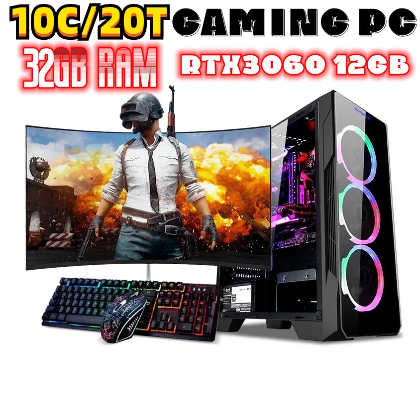 Gaming Tower Desktop PC - GeForce RTX 3050 8GB GDDR6, Intel Core i3  Processor 3.60GHz, 32GB DDR4 RAM, 2TB SSD, WiFi Ready, HDMI, Windows 11 Pro  