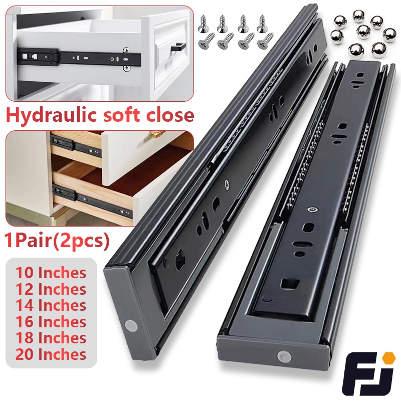 PER PAIR Hydraulic Drawer Guide Soft Close Drawer Slide Full Extension
