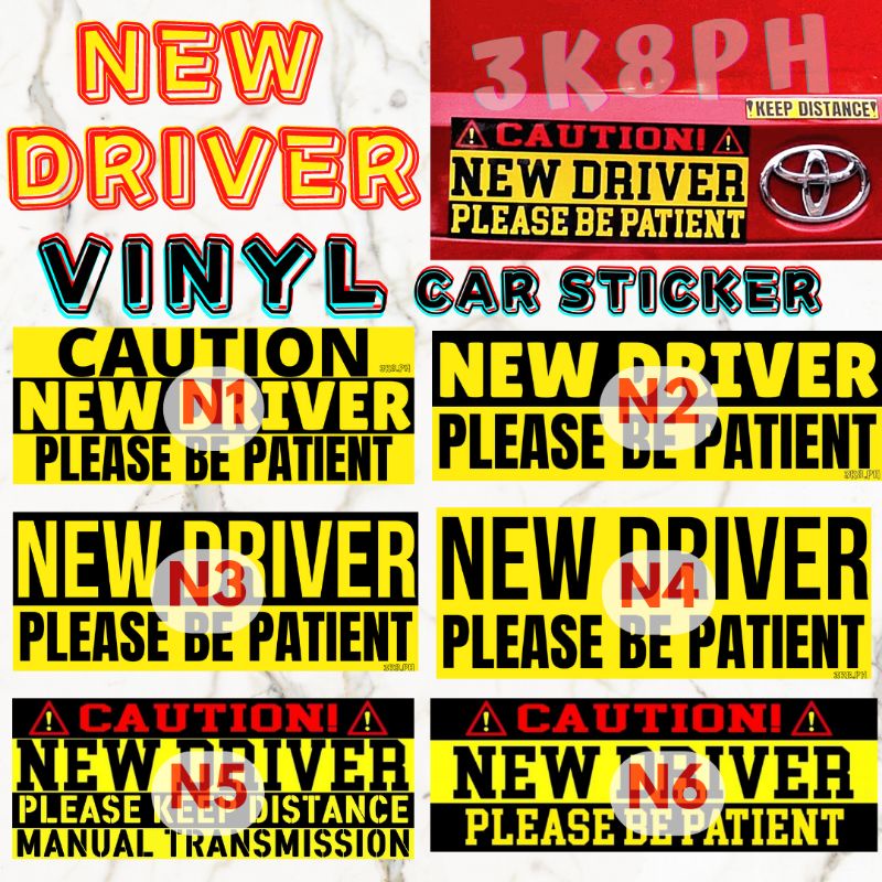 NEW DRIVER WATERPROOF VINYL CAR STICKER | different designs for new ...
