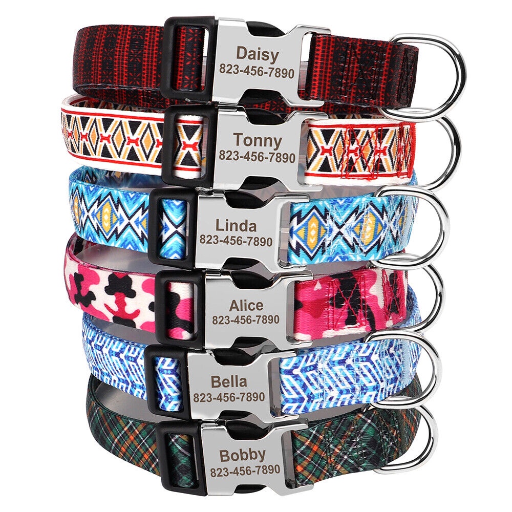 Personalised Dog Collar Engraved Customised Name Number Birthday Large