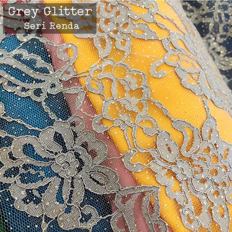 SERI RENDA Kain Lace Grey Glitter Bidang 60