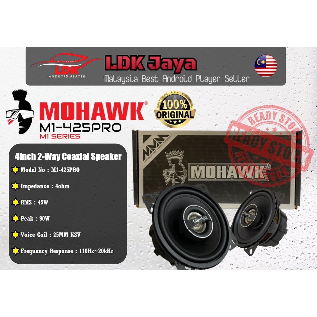 Mohawk M1 Series 4"Inch 2Way Coaxial Speaker Car (M1425PRO) Shopee