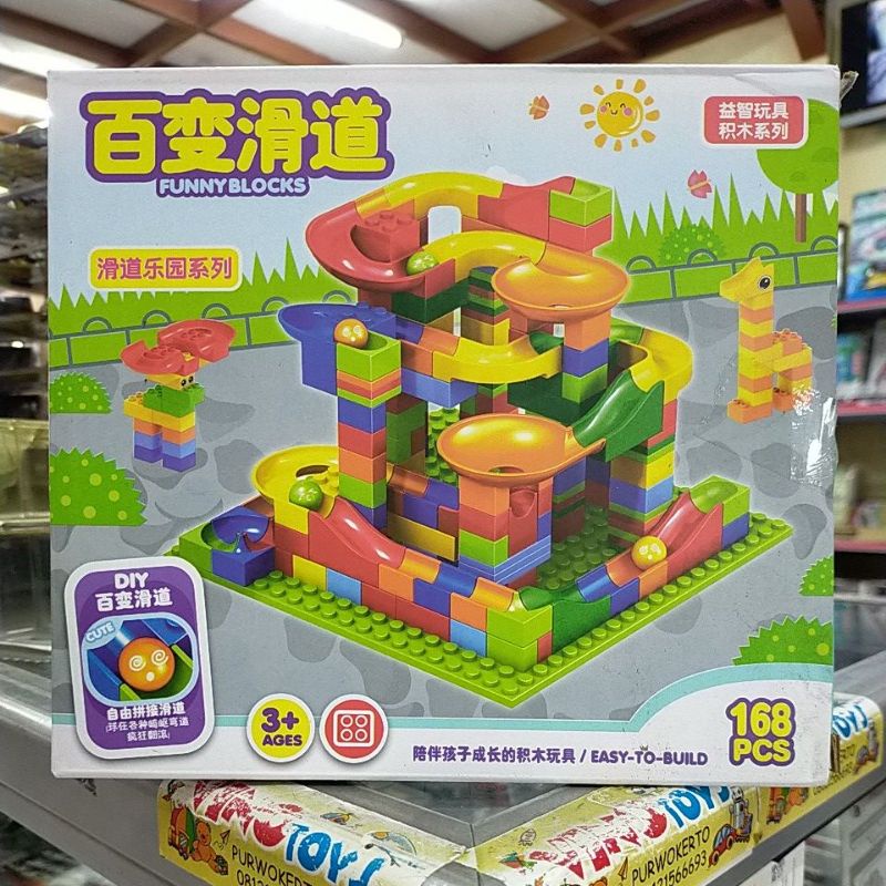 Educational Block brick Toys marble run Dinosaur t rex Slide Marbles ...